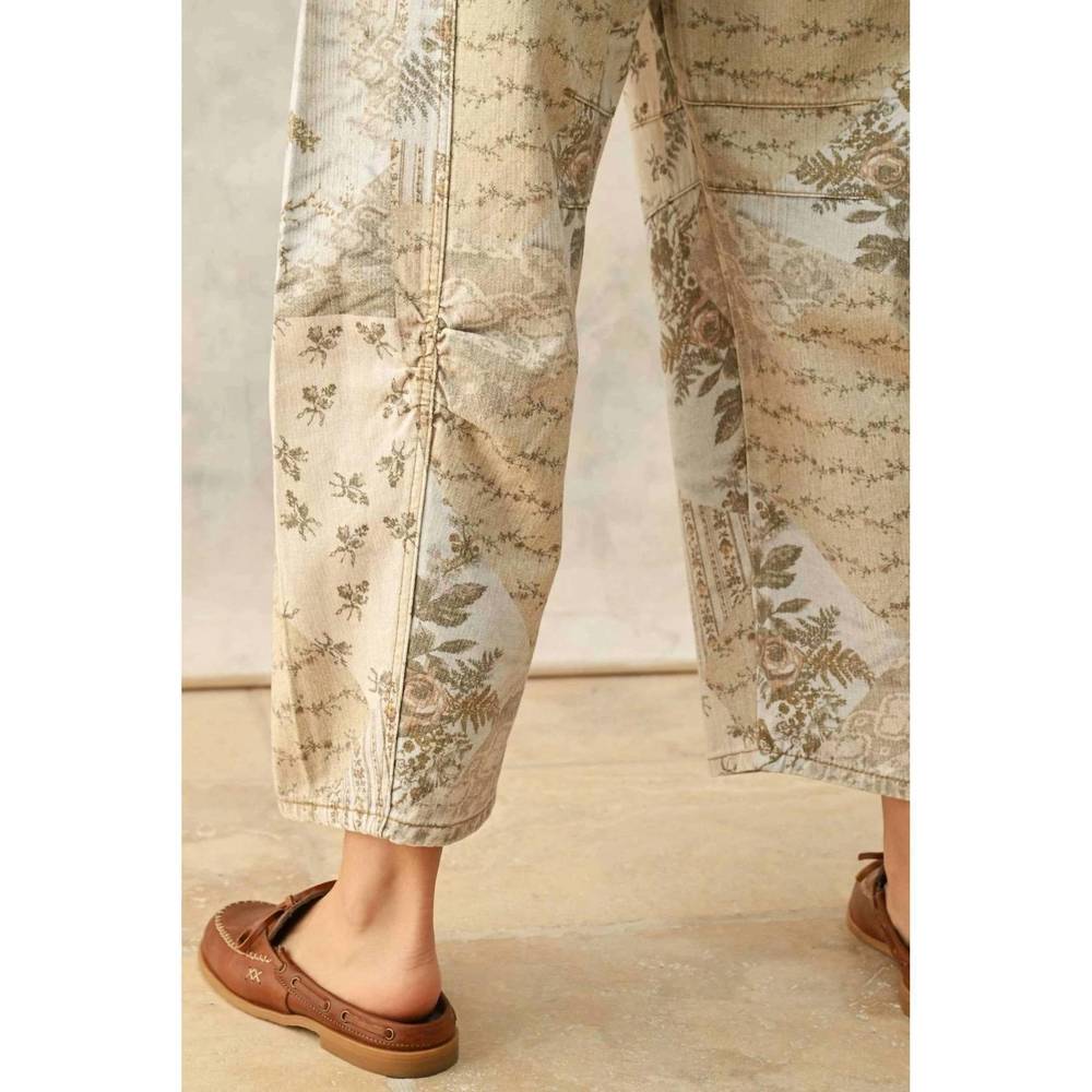 NEW MIOU MUSE garden print barrel pants in ecru - Picture 5 of 5
